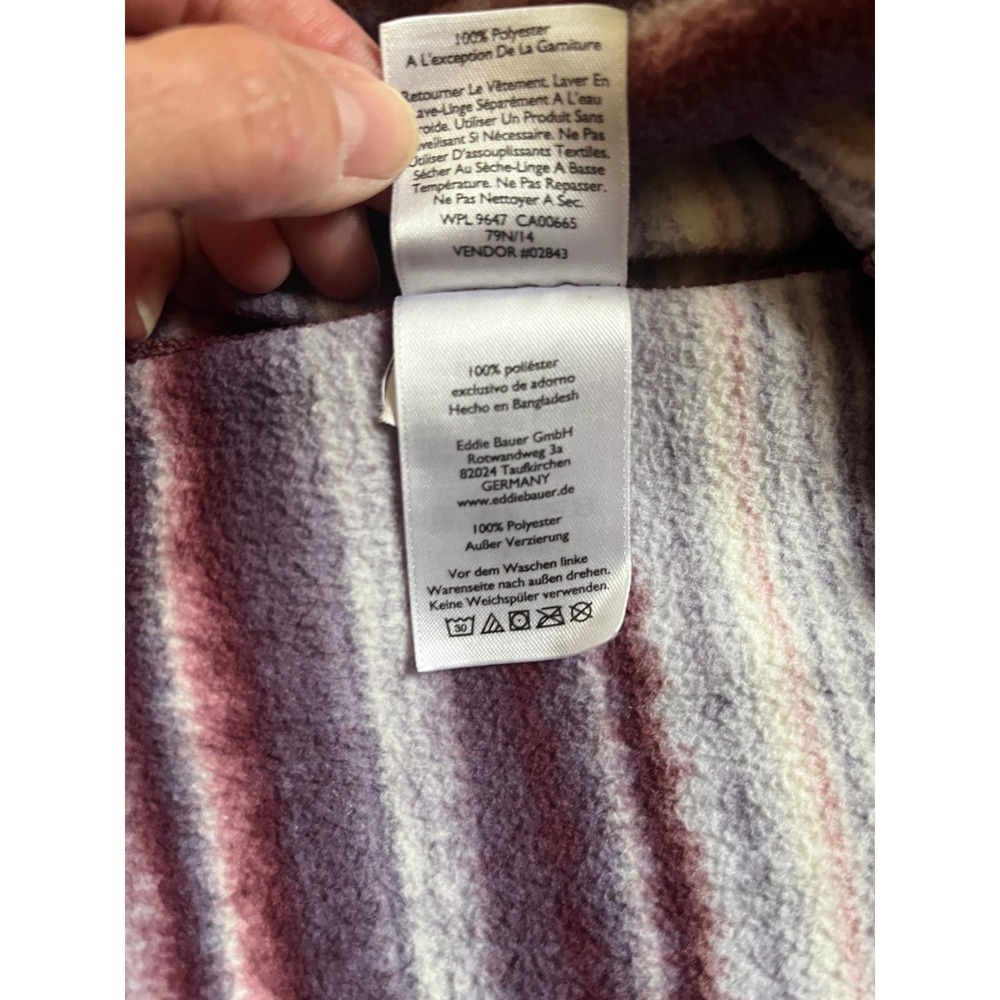 Eddie Bauer Womens Burgundy Striped Fleece Quarter Zip Pullover M D3959381 - Picture 6 of 8